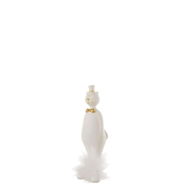 CAT WITH HAT POLY WHITE/GOLD SMALL