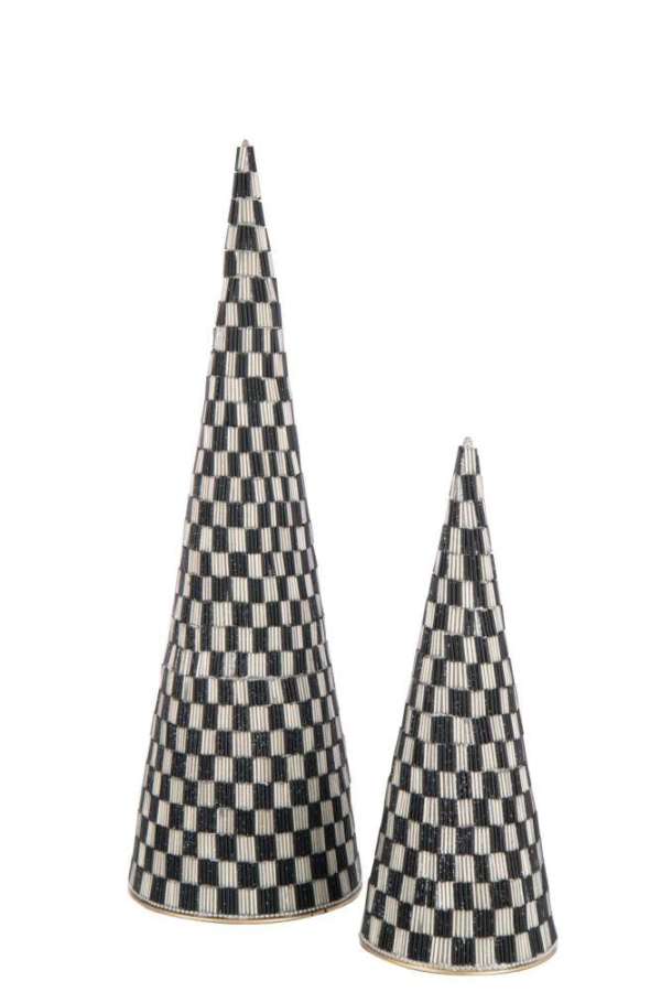 SET OF 2 CONE IRON/GLASS BLACK/ECRU
