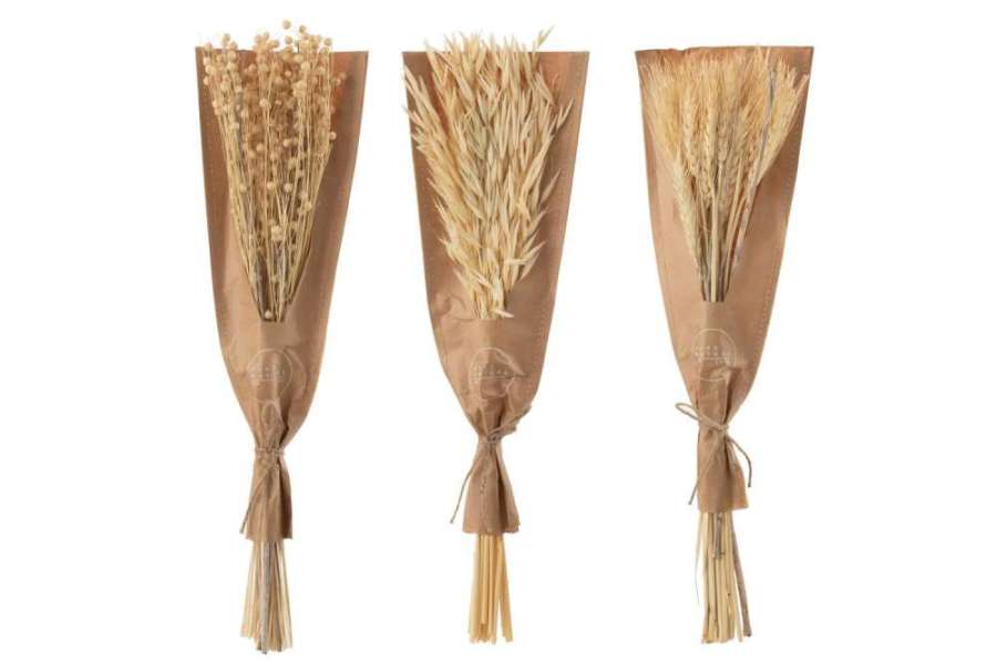 BUNCH DRIED FLOWERS NATURAL ASSORTMENT OF 3