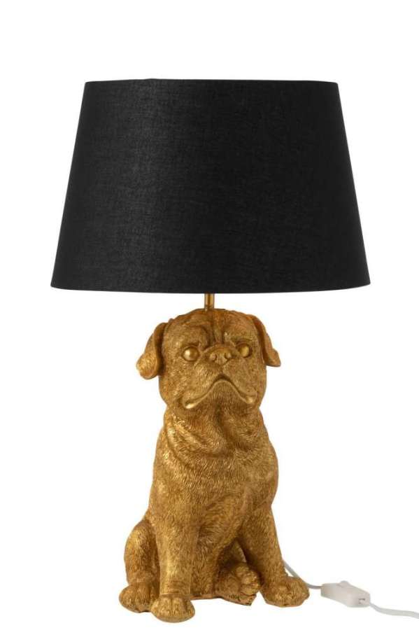 LAMP DOG SITTING RESIN GOLD