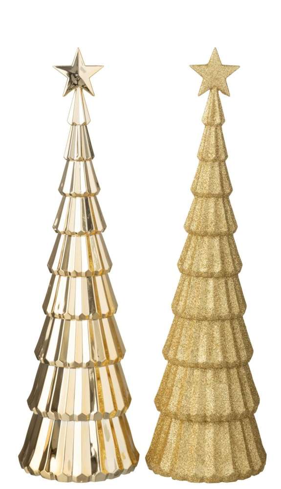 TREE +  STAR PLASTIC GOLD COLORED ASSORTMENT OF 2
