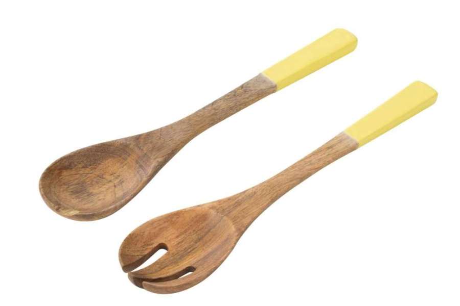 SET OF 2 SALAD SERVER MANGO WOOD YELLOW/NATURAL