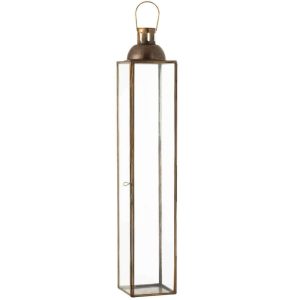 LANTERN SQUARE HIGH ANTIQUE GLASS/IRON BRONZE LARGE