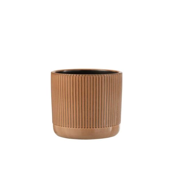 FLOWERPOT LINE CERAMIC ORANGE/BEIGE LARGE