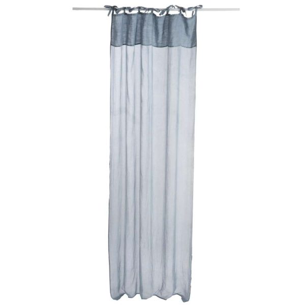 CURTAIN COTTON VOILE+LINEN BLUE GREY