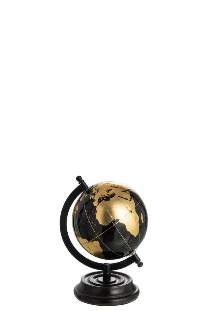 GLOBE ON FOOT WOOD BLACK/GOLD SMALL