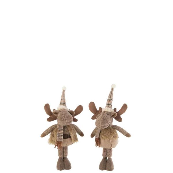 REINDEER WINTER STANDING TEXTILE BROWN SMALL ASSORTMENT OF 2