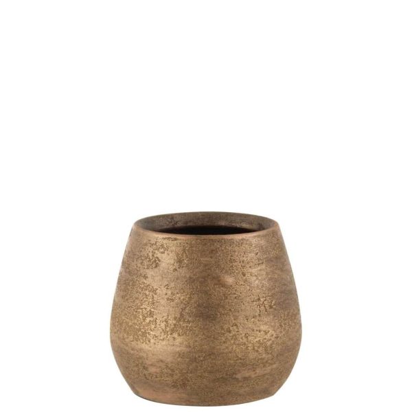 FLOWERPOT IRREGULAR ROUGH CERAMIC GOLD MEDIUM