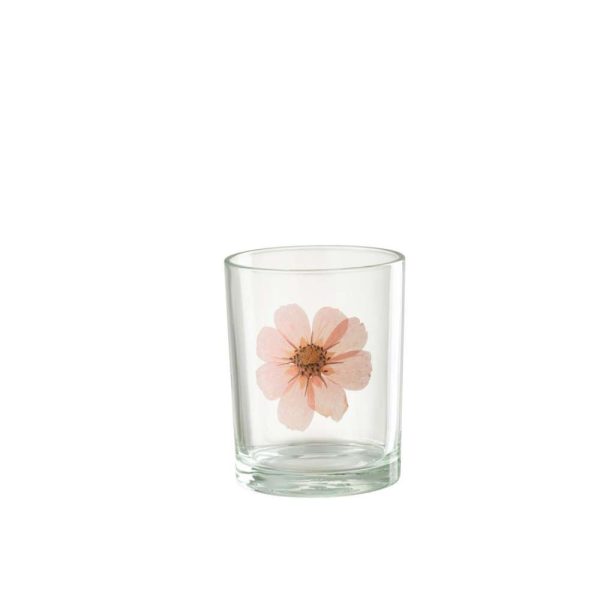 HURRICANE FLOWER PINK GLASS MIX
