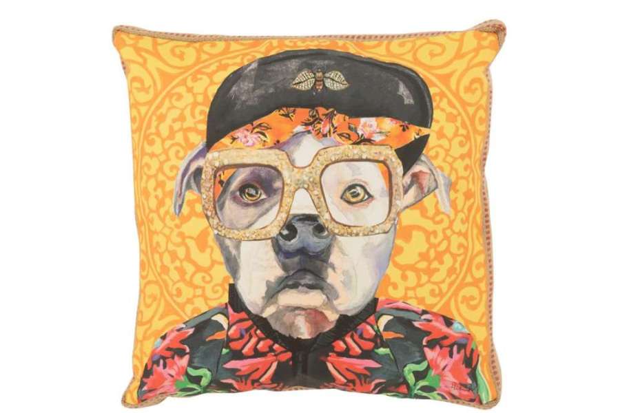 PILLOW DOG POPART POLYESTER/LINEN MIX
