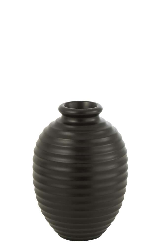 FLOWER POT OVAL TERRACOTTA BLACK SMALL