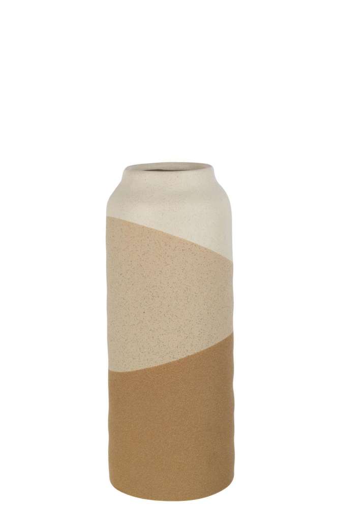 VASE CYLINDER CERAMIC BEIGE/LIGHT BROWN LARGE