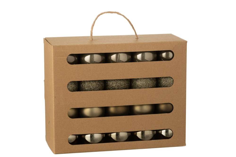 BOX OF 40 CHRISTMAS BAUBLE PLASTIC BROWN