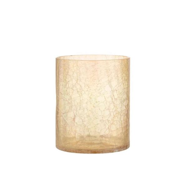 HURRICANE CRACKLE GLASS AMBER LARGE