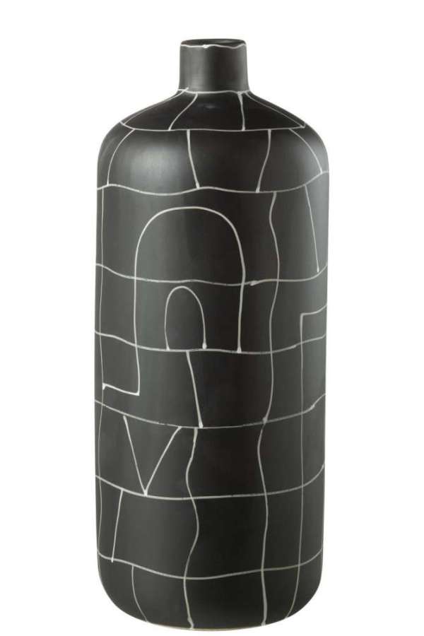 VASE BOTTLE JAPAN CERAMIC BLACK LARGE