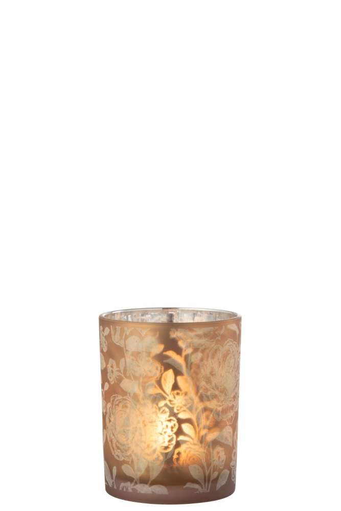 HURRICANE FLOWERS GLASS MAT BROWN/SILVER MEDIUM