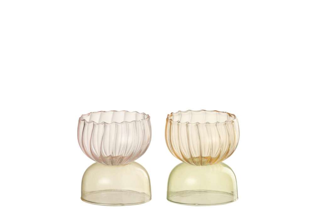 CANDLE HOLDER HALF GLOBES GLASS MIX ASSORTMENT OF 2