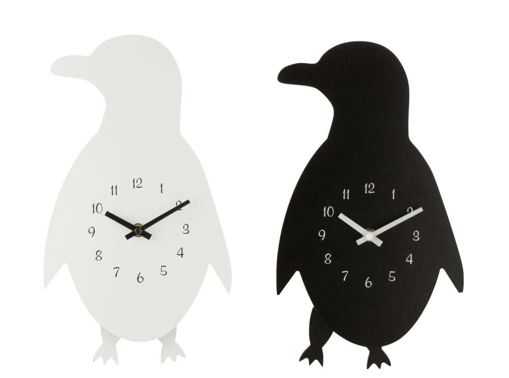 WALL CLOCK PINGUIN MDF BLACK/WHITE ASSORTMENT OF 2