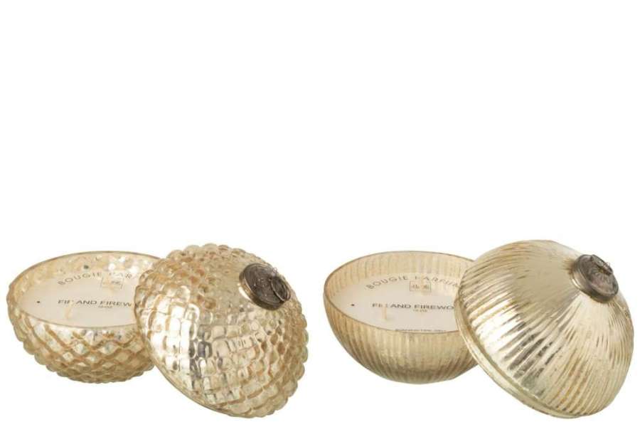 SCENTED CANDLE CHRISTMAS BAUBLE GLASS GOLD COLORED LARGE ASSORTMENT OF 2