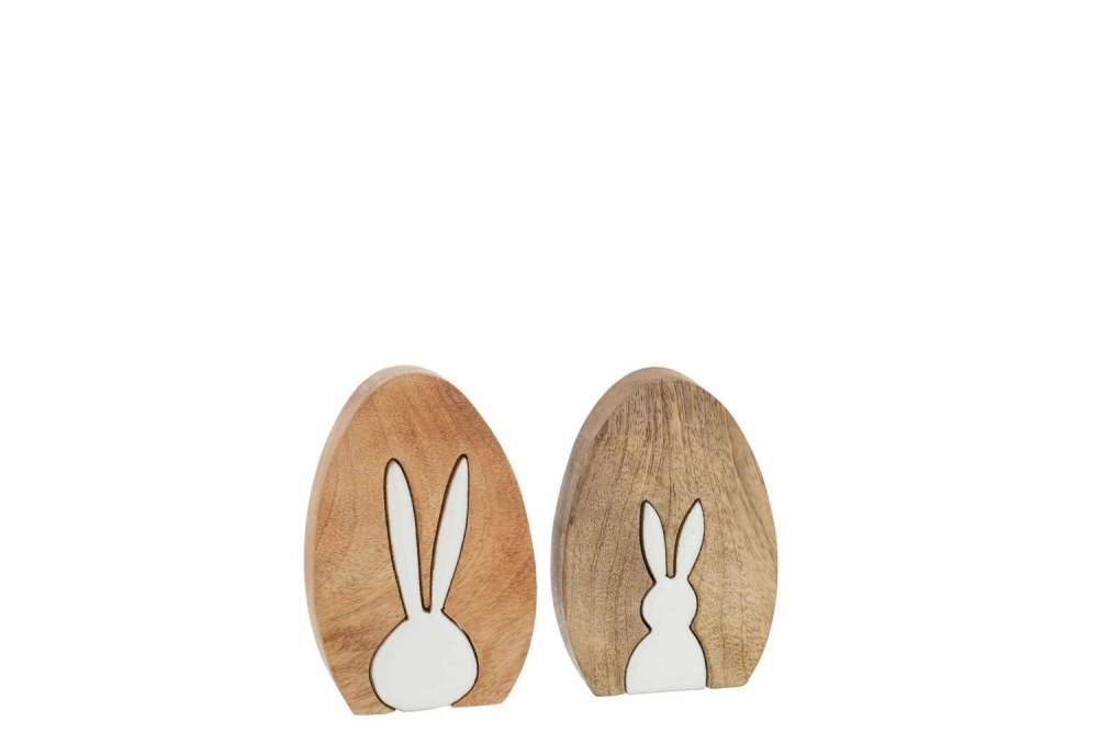 RABBIT SILHOUETTE PUZZLE MANGO WOOD NATURAL/WHITE SMALL ASSORTMENT OF 2