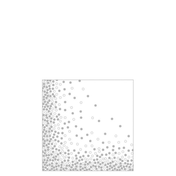 STACK 20 NAPKINS SILVER BALLS PAPER WHITE/SILVER SMALL