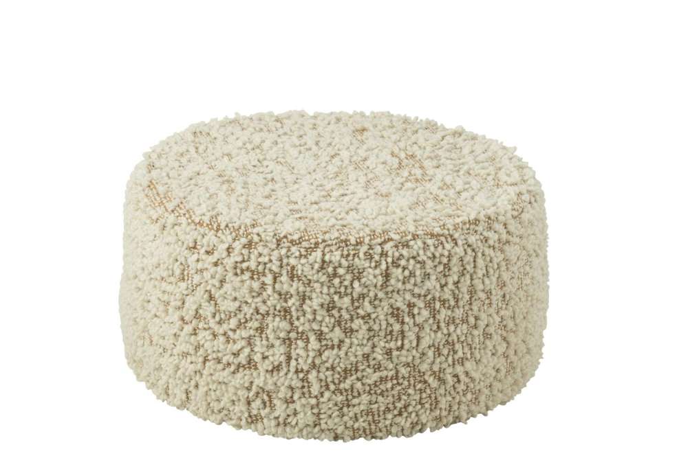 POUF ROUND BOUCLÉ COTTON/POLYESTER CAMEL/CREAM
