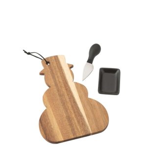 CHEESE BOARD + CHEESE KNIFE SNOWMAN BLACKBOARD NATURAL