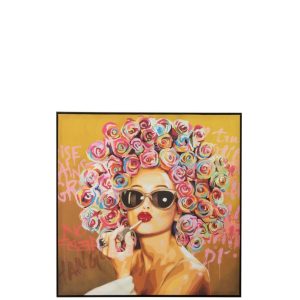 WALL DECORATION GRAFFITI WOMAN LIPSTICK CANVAS/PAINT MIX