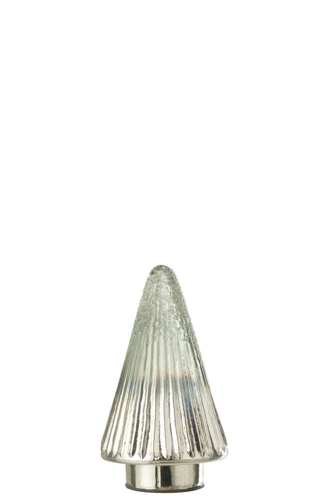 XMAS TREE RIBBED GLASS SILVER/TRANS SMALL