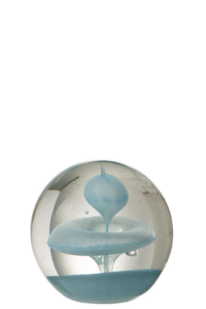PAPERWEIGHT BUBBLE GLASS LIGHT BLUE LARGE