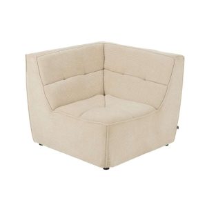 SOFA CORNER GRID POPLAR WOOD/FOAM BEIGE