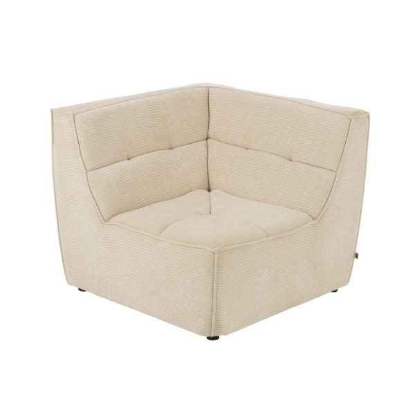 SOFA CORNER GRID POPLAR WOOD/FOAM BEIGE