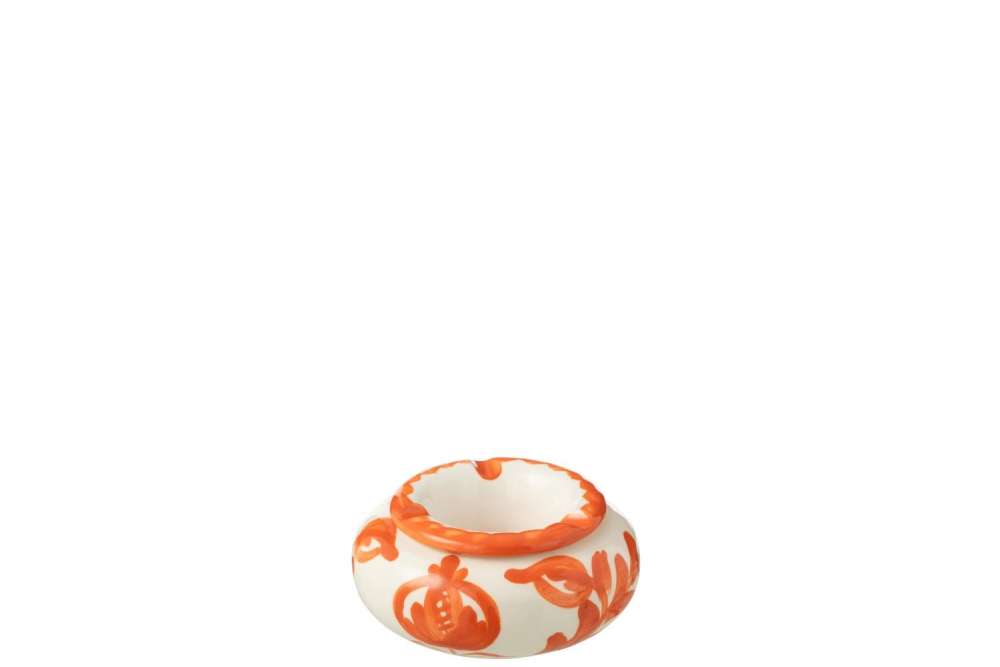 ASHTRAY GRANADA CERAMIC WHITE/ORANGE SMALL