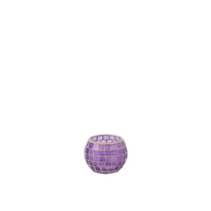 TEALIGHT HOLDER MOSAIC ROUND GLASS PURPLE SMALL