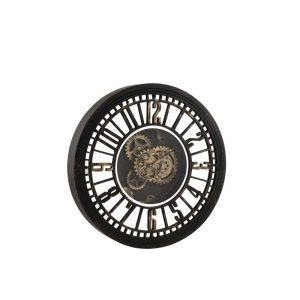 CLOCK ROUND RADARS MECHANISM MIRROR ANTIQUE BLACK/GOLD