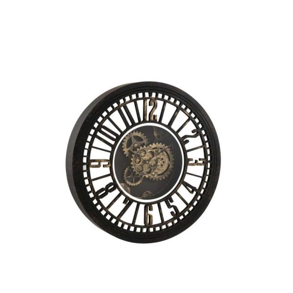 CLOCK ROUND RADARS MECHANISM MIRROR ANTIQUE BLACK/GOLD