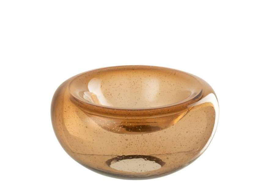 DECORATIVE BOWL CAROL GLASS CARAMEL SMALL