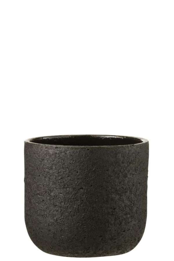 FLOWERPOT ROUGH CERAMIC BLACK LARGE