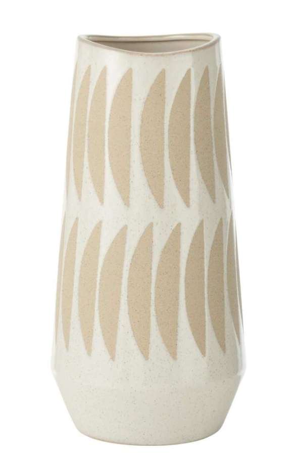 VASE KAI STONEWARE BEIGE/WHITE LARGE