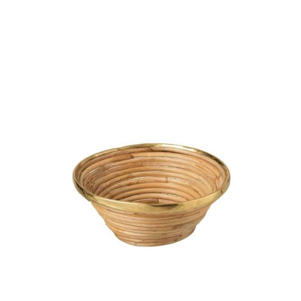 BASKET GOLD BORDER RATTAN NATURAL