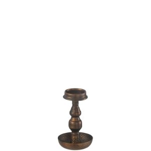 CANDLE HOLDER ANTIQUE METAL BROWN