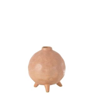 VASE FOOT ROUND CERAMIC PINK/ORANGE