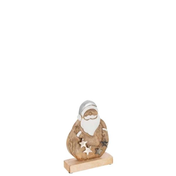 SANTA+STARS MANGO WOOD NATURAL SILVER SMALL