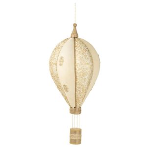 HOT AIR BALLOON HANGING POLYFOAM/TEXTILE WHITE/GOLD LARGE