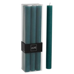 BOX OF 6 TABLE CANDLES DARK GREEN -9H