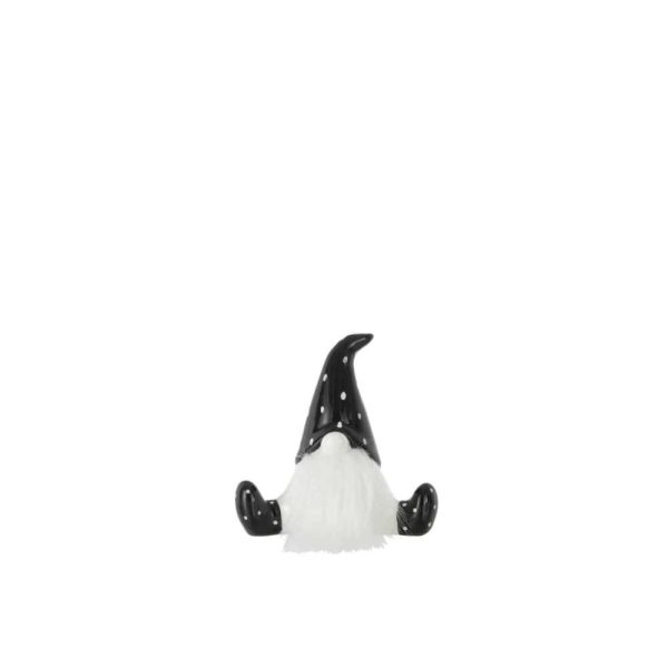 SANTA SITTING CERAMIC BLACK/WHITE SMALL