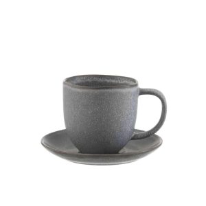 MUG+COASTER LOUISE CERAMIC GREY