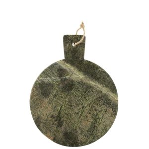 CHEESE BOARD ROUND MARBLE KHAKI GREEN/DARK GREEN
