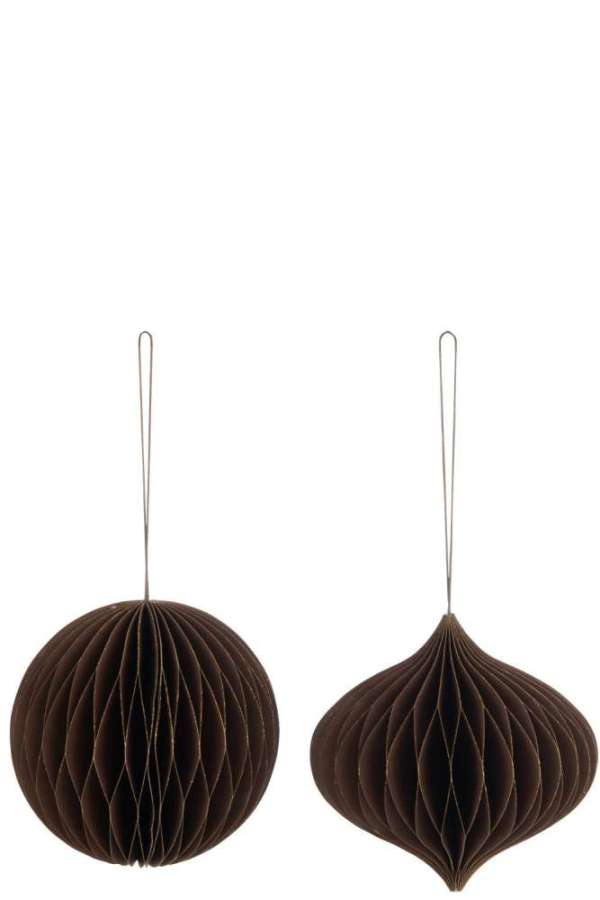XMAS BALL PAPER BROWN LARGE ASSORTMENT OF 2