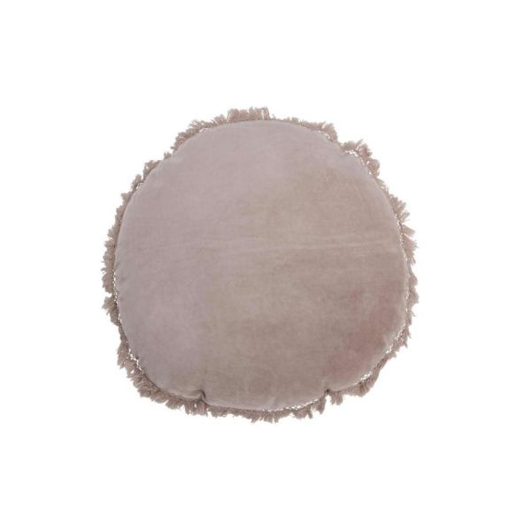 CUSHION ROUND VELVET COTTON/LINEN ANTIQUE PINK